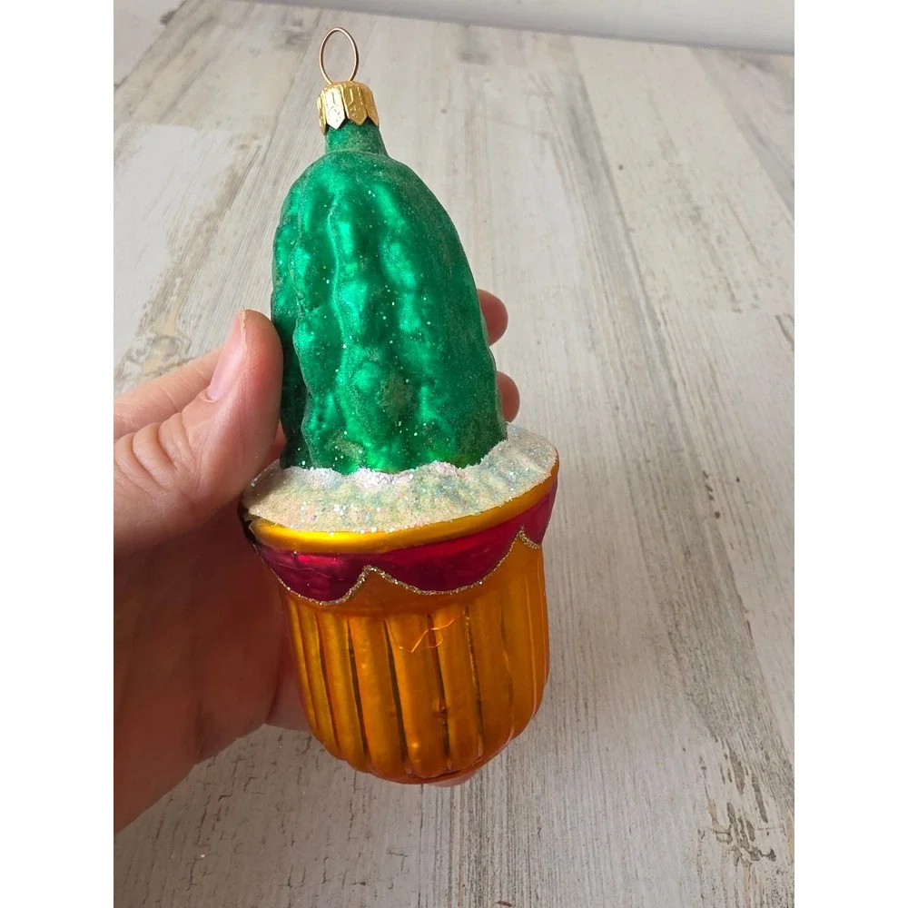 Vintage radko‎ prickly pair glitter cactus AS IS plant ornament Xmas glass tree